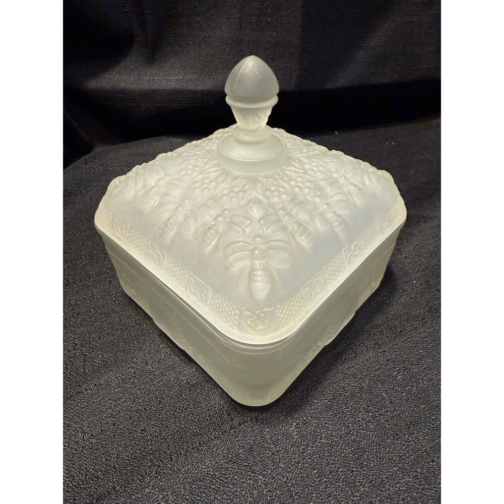 Vintage Indiana Tiara Bee Footed Honey Box  Satin Candy Trinket Dish Fast Ship